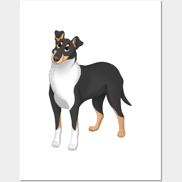 White, Black & Tan Smooth Collie Dog Wall Art by millersye